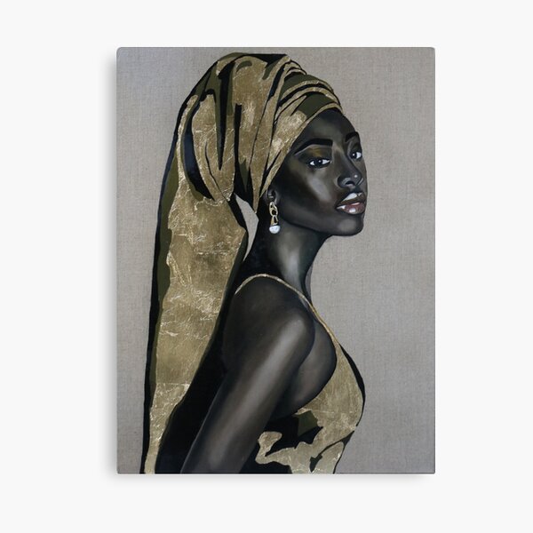 Black girl with that pearl earring Canvas Print
