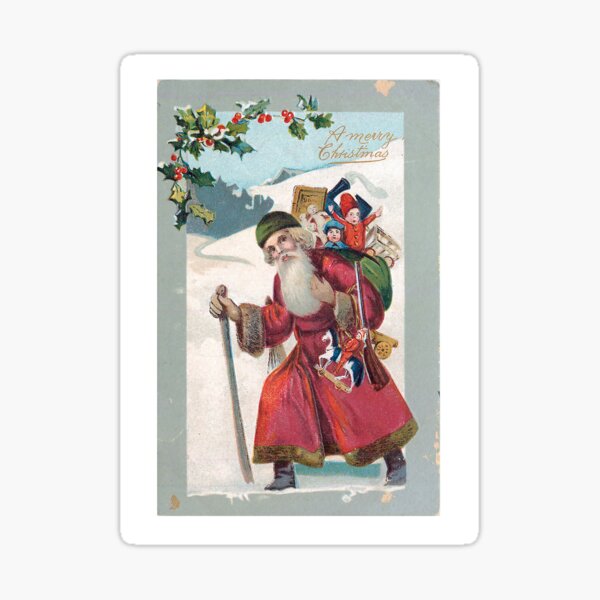 Vintage "A Merry Christmas" Postcard (1909) Sticker