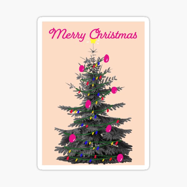 Merry Christmas Pink Vintage Sticker
