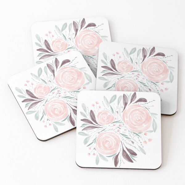 Item preview, Pink and Green Watercolor Florals designed and sold by creatorK8.