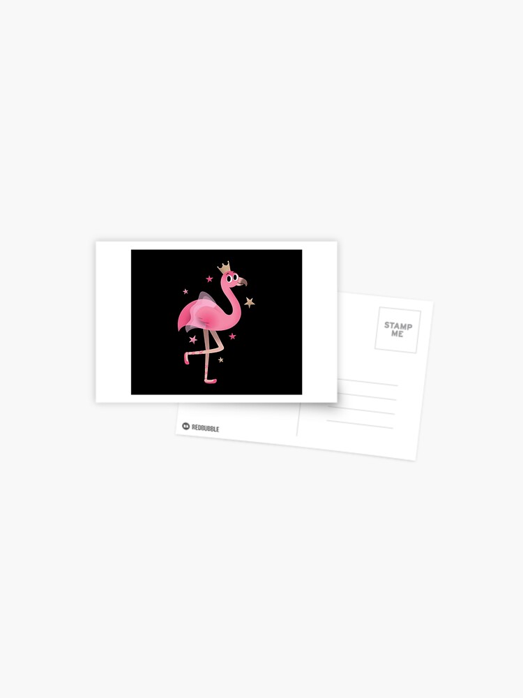 Rosa Lachelnder Flamingo Mit Krone Und Sternen Postkarte Von Zencloak Redbubble