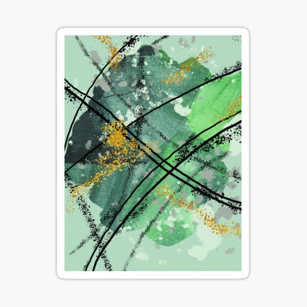 Green Glitter Abstract Painting Sticker