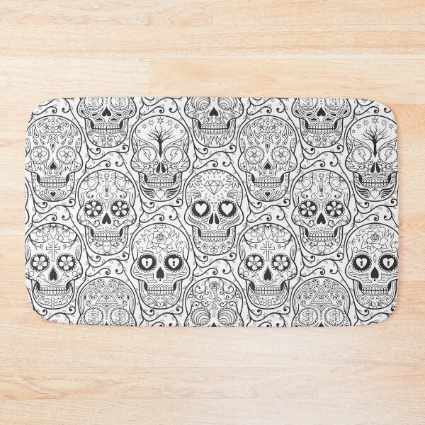 Artikelvorschau, Mexikanisches Totenkopfmuster Schwarz Weiß entworfen und verkauft von Fangpunk.