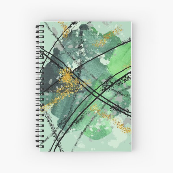 Green Glitter Abstract Painting Spiral Notebook
