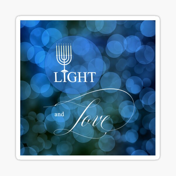 Light and Love Hanukkah Blue Bokeh with Menorah Sticker