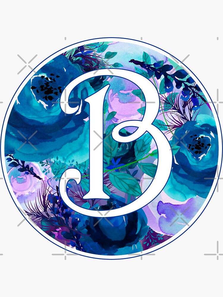 The Letter 'B' Blue Flower Watercolor Monogram | Sticker