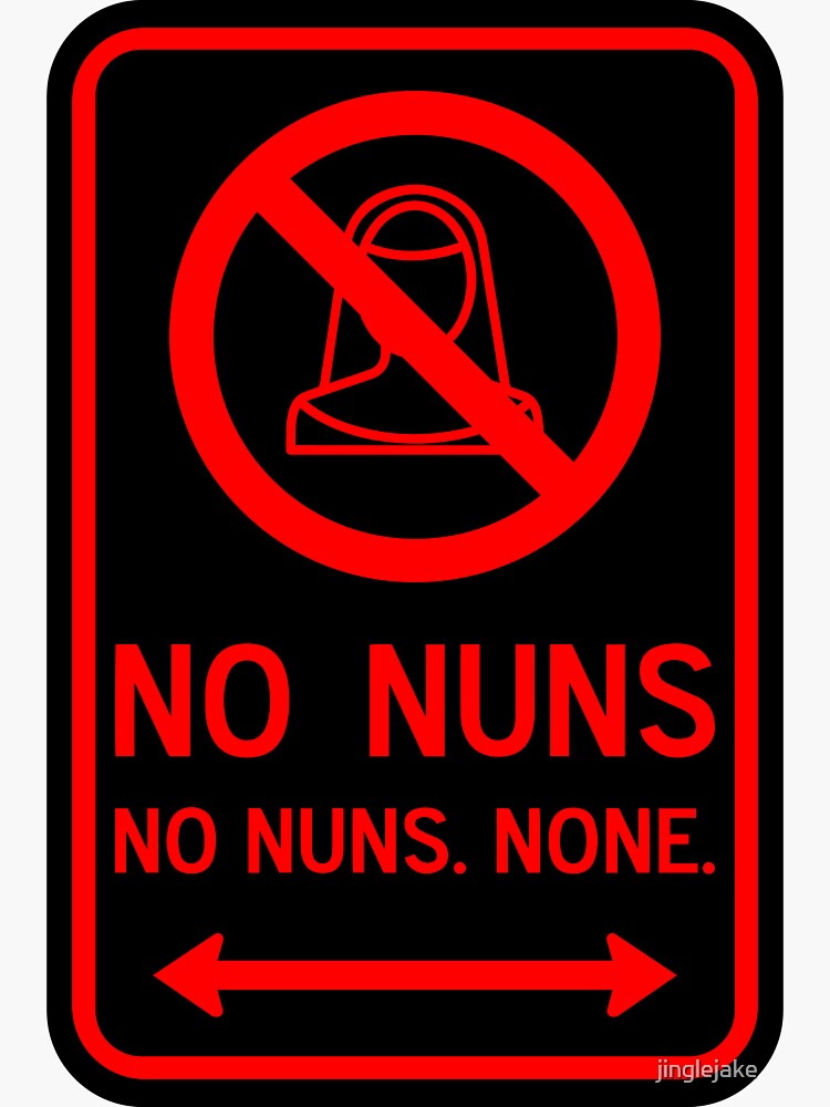 Aperçu 3 sur 3. Sticker avec l'œuvre Pas de nonnes créée et vendue par jinglejake.