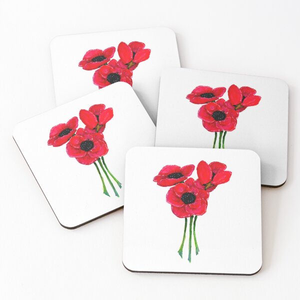Item preview, red poppy flower watercolor illustration designed and sold by EmiGdesigns.