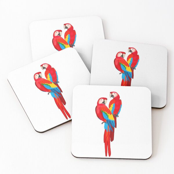Item preview, two red parrot illustration art designed and sold by EmiGdesigns.