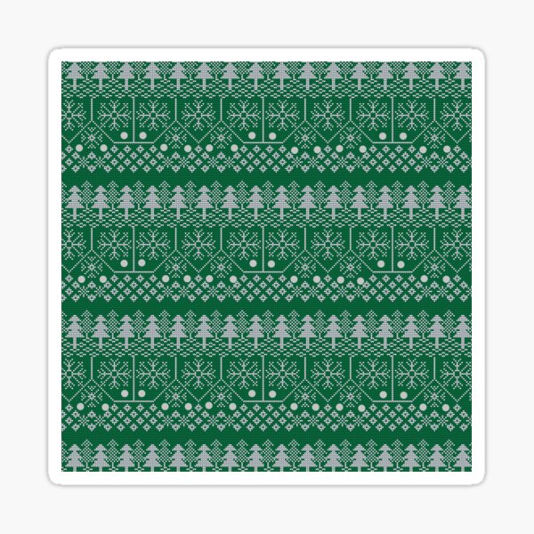 Gray and Green Christmas Tree Pattern Sticker