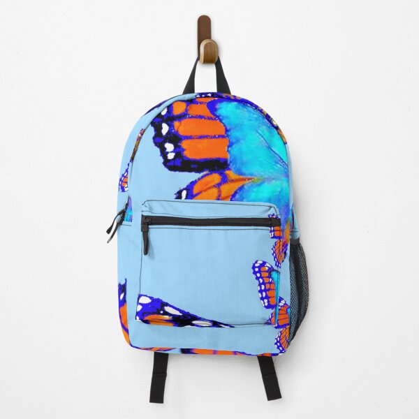 Item preview, MONARCH & NEON BLUE BUTTERFLIES ART PATTERN ON BLUE designed and sold by sharlesart.