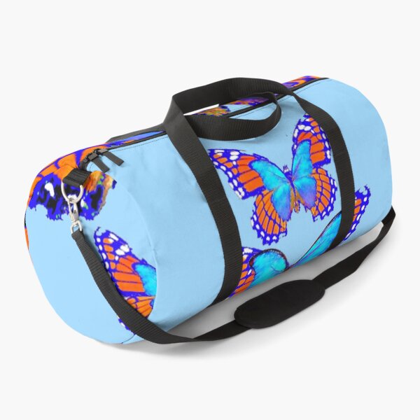 Item preview, MONARCH & NEON BLUE BUTTERFLIES ART PATTERN ON BLUE designed and sold by sharlesart.