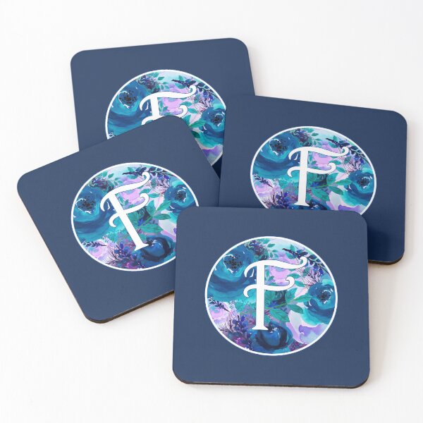Item preview, The Letter 'F' Blue Flower Watercolor Monogram designed and sold by Bumblefuzzies.