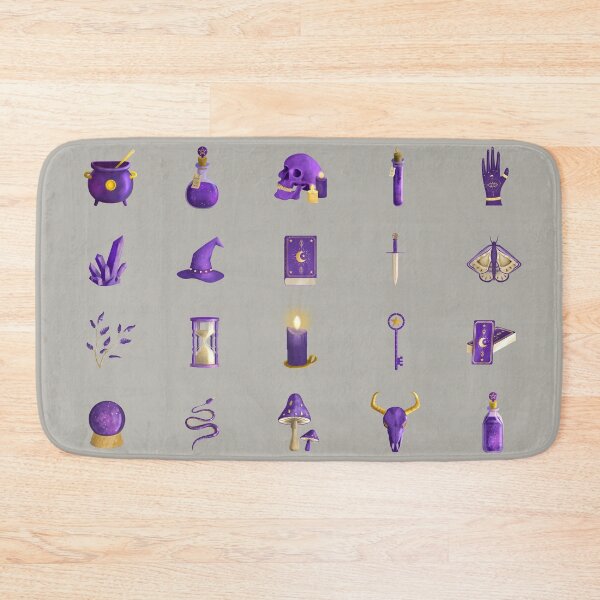 Item preview, Witch Icon Pattern (Purple on Grey) designed and sold by Pantonia.