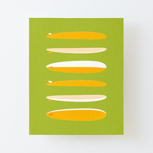 Longboard Row Yellow Canvas Mounted Print