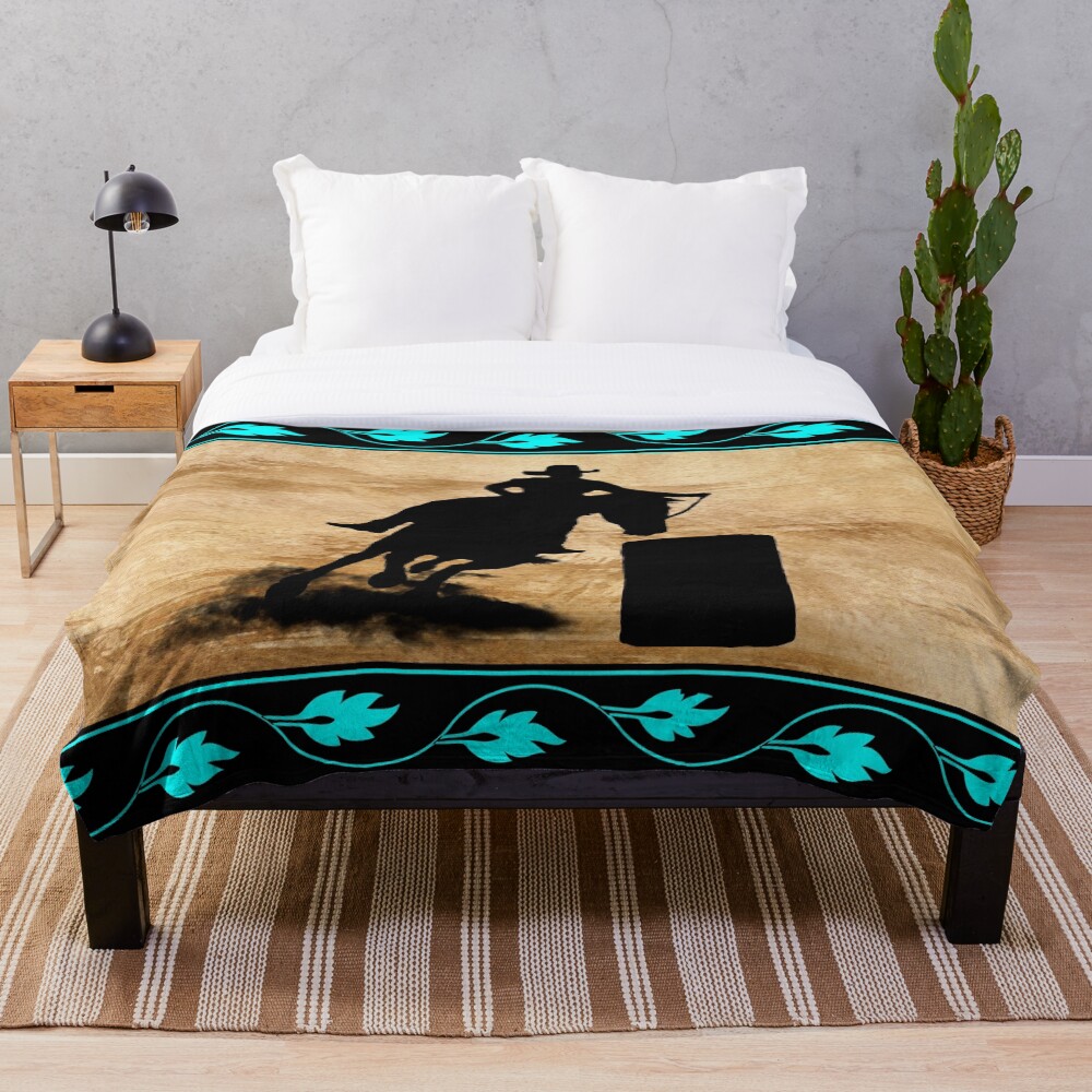 "BARREL RACING HORSE, WESTERN THEMED THROW BLANKET" Throw Blanket for