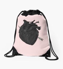 Arrow Through Heart Drawstring Bag