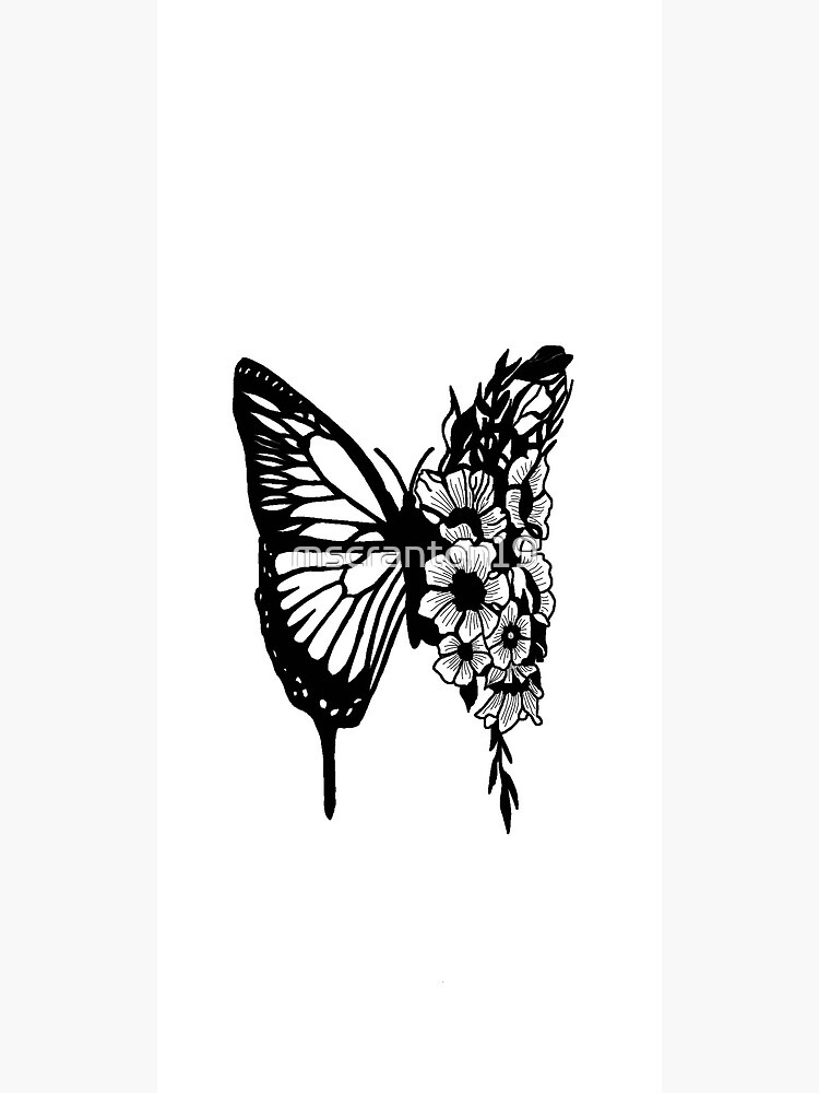 Hand Drawn Dogrose Flowers And Flying Butterfly Stock Illustration   Download Image Now  Flower Butterfly  Insect Tattoo  iStock