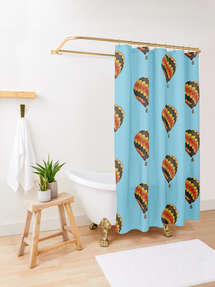 "Hot Air Balloon, Blue sky, Float Away, Black, Yellow, Red, Orange