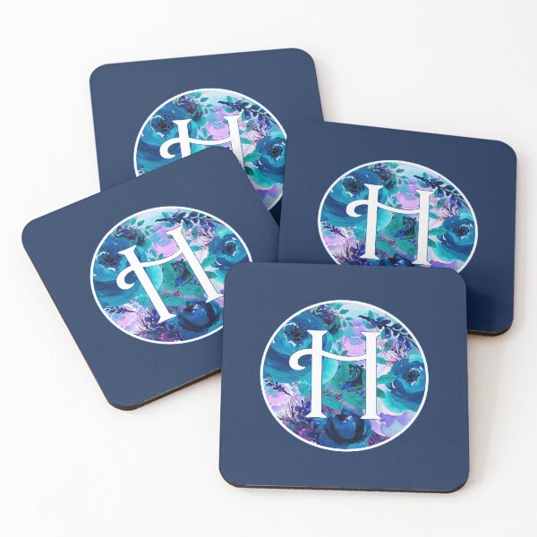 Item preview, The Letter 'H' Blue Flower Watercolor Monogram designed and sold by Bumblefuzzies.