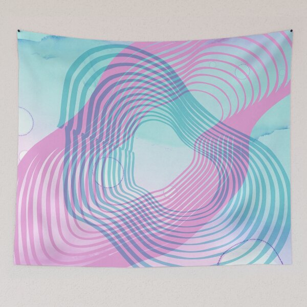 Item preview, Abstract Geometric Decorative Optical Illusion Trippy Psychedelic Pattern In Blue And Pink Color  designed and sold by AuroCreatives.