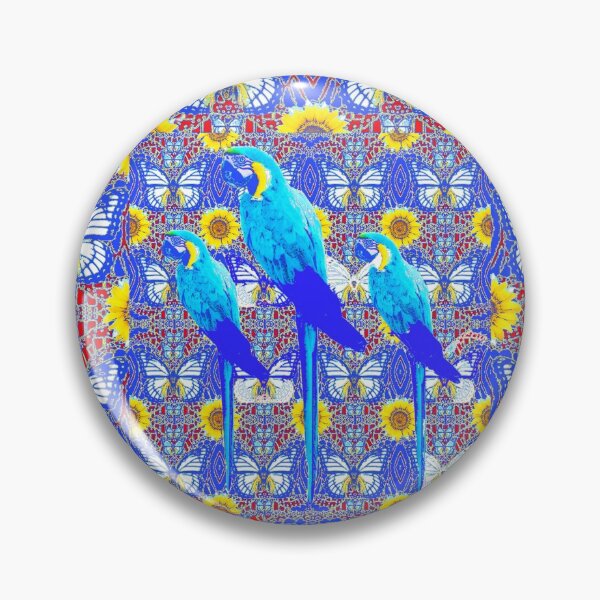 Item preview, TROPICAL BLUE MACAWS ON BLUE BUTTERFLIES & SUNFLOWERS ART PATTERNS designed and sold by sharlesart.