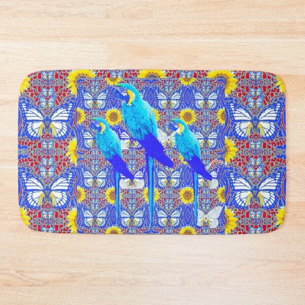 Item preview, TROPICAL BLUE MACAWS ON BLUE BUTTERFLIES & SUNFLOWERS ART PATTERNS designed and sold by sharlesart.