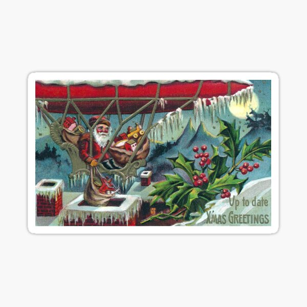 Item preview, Santa Making Deliveries Via Airship Vintage Christmas designed and sold by fenneltea.