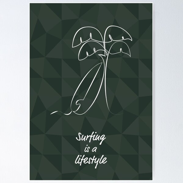Item preview, Surf and palm trees (dark) designed and sold by frangipaniarts.