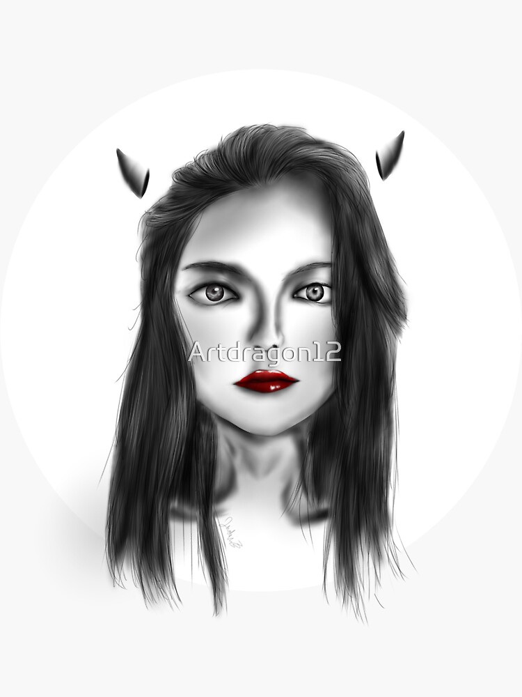 "Girl in red " Sticker by Artdragon12 Redbubble