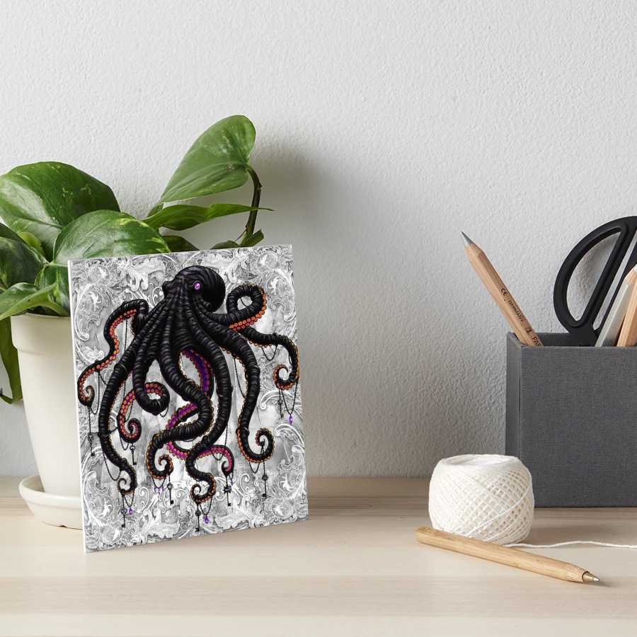 Octopus Tentacles Bamboo Cutting Board - Large (11x14) - Dark Fox Design