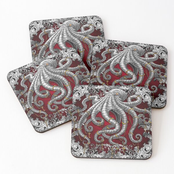 Item preview, Silver and Red Octopus designed and sold by Abysm Internal.