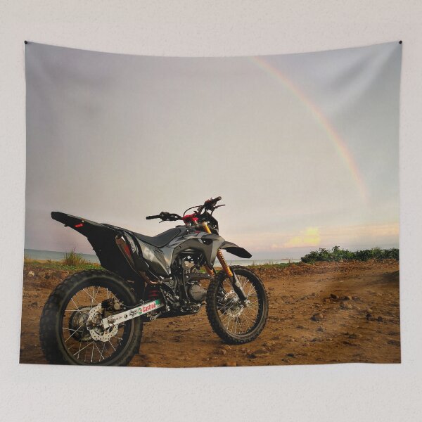 Item preview, CRF Motorcycle With Rainbow Background designed and sold by cafenaturepix.