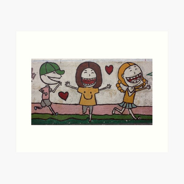 Chinese boy and two girls Art Print