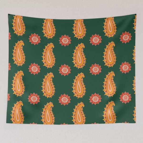 Item preview, paisley and flower on green designed and sold by Geetika Batra.