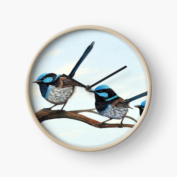 Curious Fairy Wrens Clock