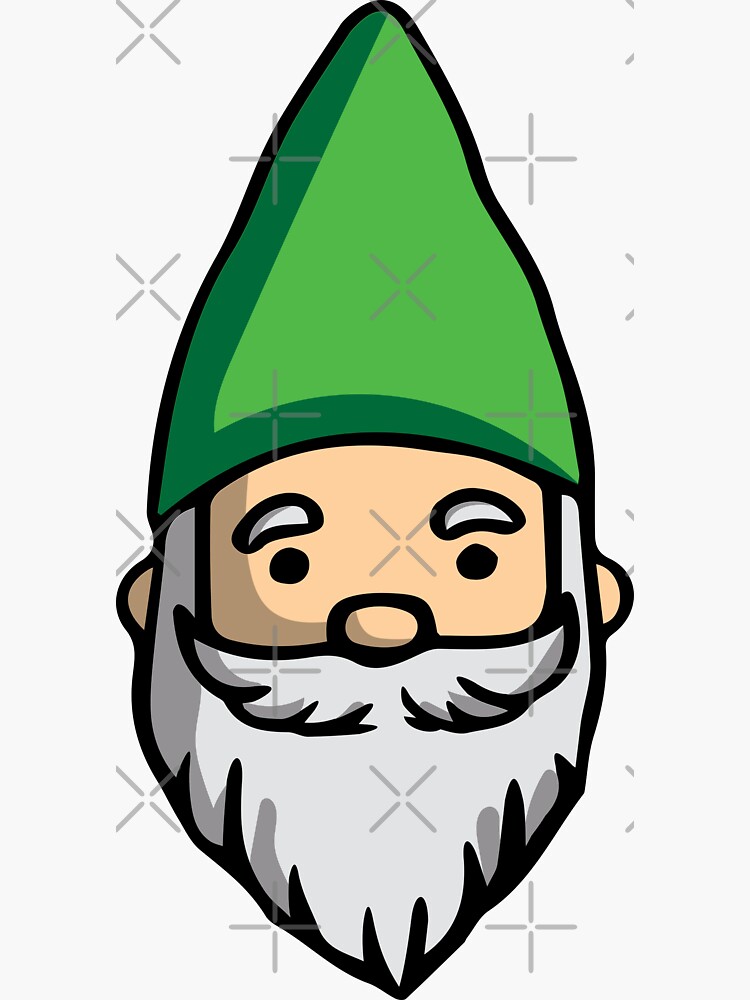 “Adorable Illustrated Gnome with Green Hat” Sticker by rlgdesign