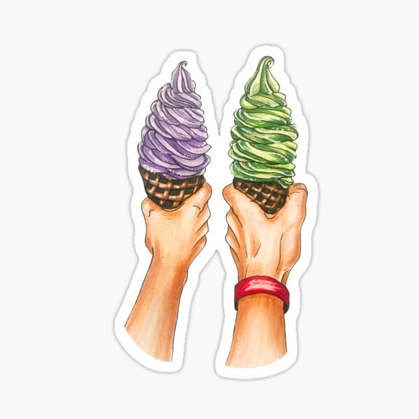 Sprinkle Whippy Ice Cream Cone Stickers Set of 3 Single Twin & Waffle Cones 