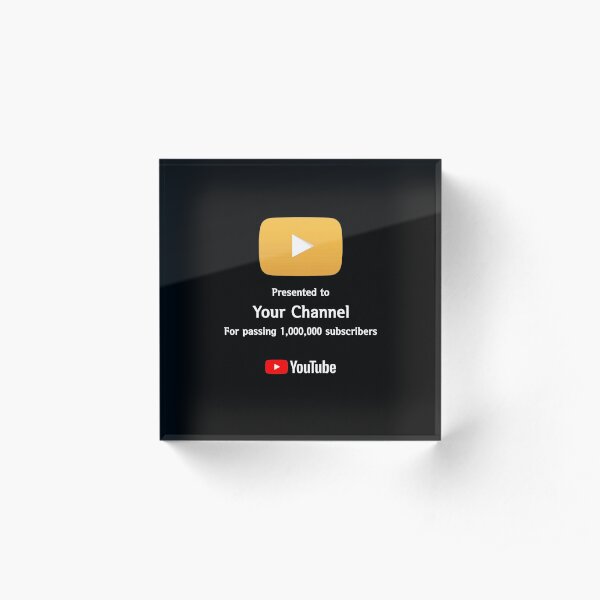 DON'T order this if you want custom text. Please contact me first. Gift for your friend, child who just started Youtube. Youtuber, Youtube Gold button Million subscribers (Custom Text) Acrylic Block