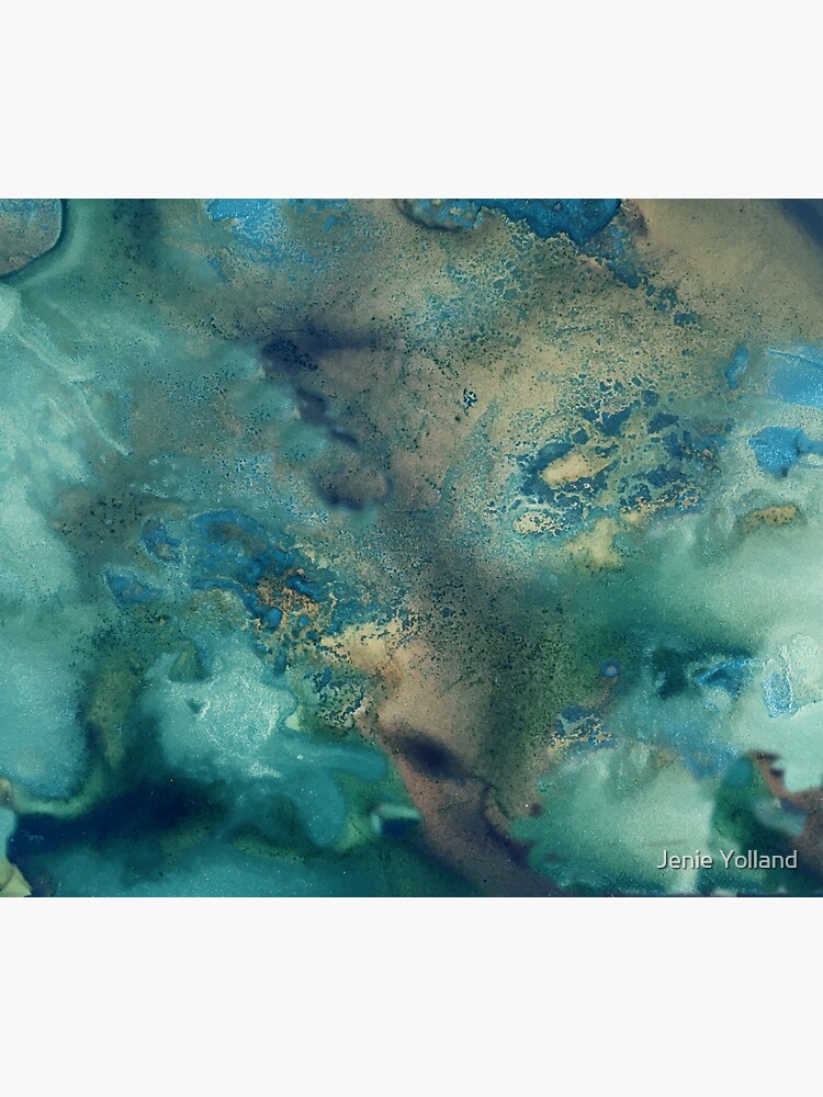 Ocean in Turquoise, Aqua and Gold by JenieYolland