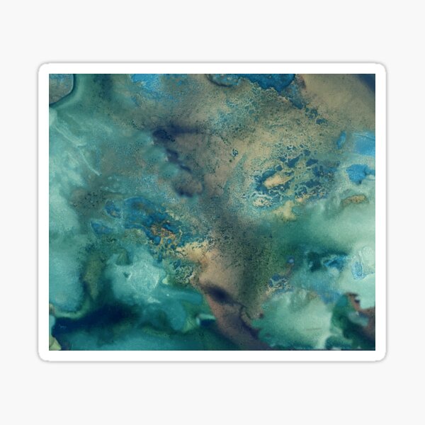Ocean in Turquoise, Aqua and Gold Sticker
