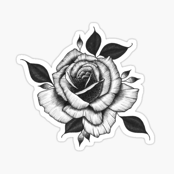 Goth Black Rose Dripping Blood on Black Grunge Sticker by