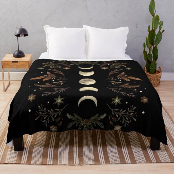 Moonlit Garden-Winter Brown Throw Blanket