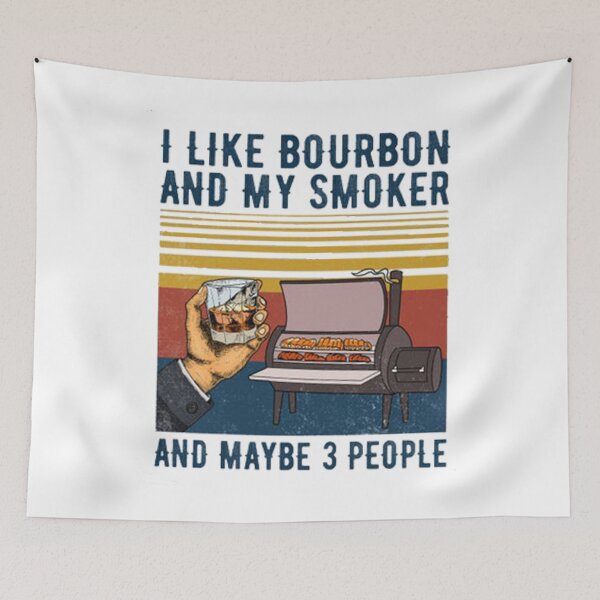 Artikelvorschau, Ich mag meinen Bourbon und meinen Raucher und vielleicht 3 Personen Vintage BBQ Party entworfen und verkauft von CustomTeeBar.