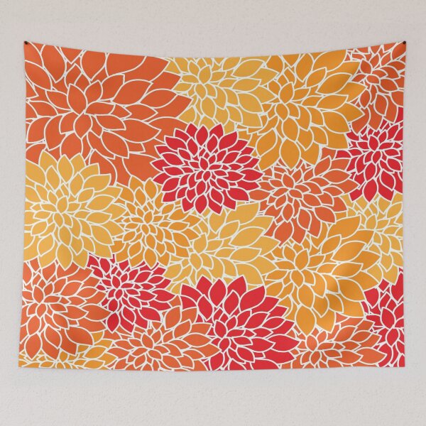 Item preview, Just Dahlias in Autumn Colors Orange, Red, Tan designed and sold by AlteredAtelier.