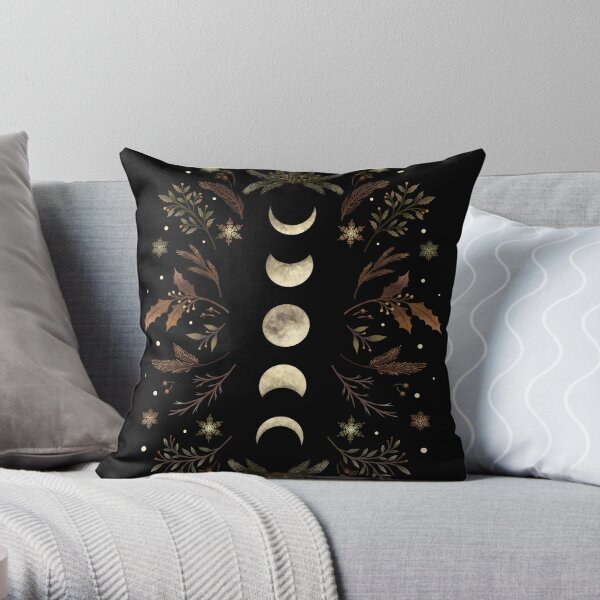 Moonlit Garden-Winter Brown Throw Pillow