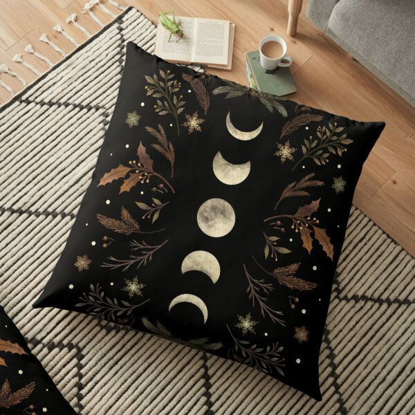 Moonlit Garden-Winter Brown Floor Pillow