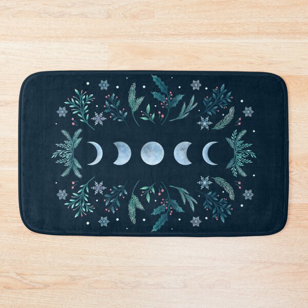 Moonlit Garden-Teal Snow Bath Mat