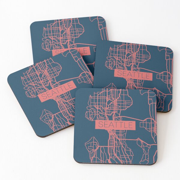 Item preview, Seattle Street Map Pink and Blue designed and sold by HelloGentry.