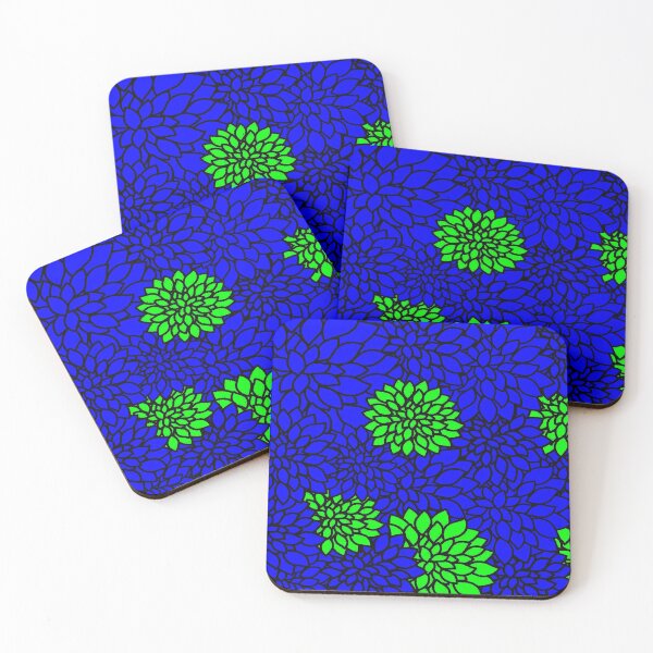 Item preview, Just Dahlias in Blue and Green designed and sold by AlteredAtelier.